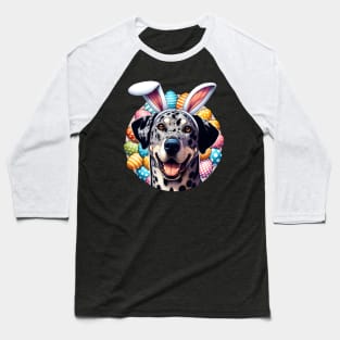 Catahoula Leopard Dog with Bunny Ears Celebrates Easter Baseball T-Shirt